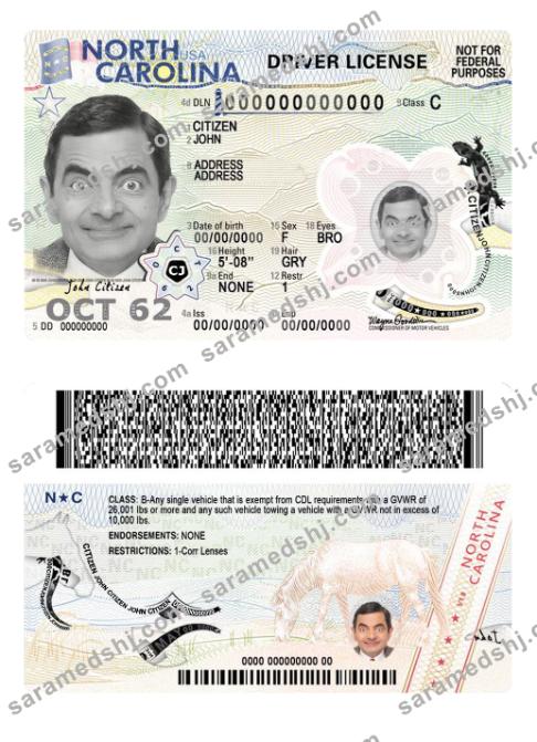 USA North Carolina driving license 2024-present